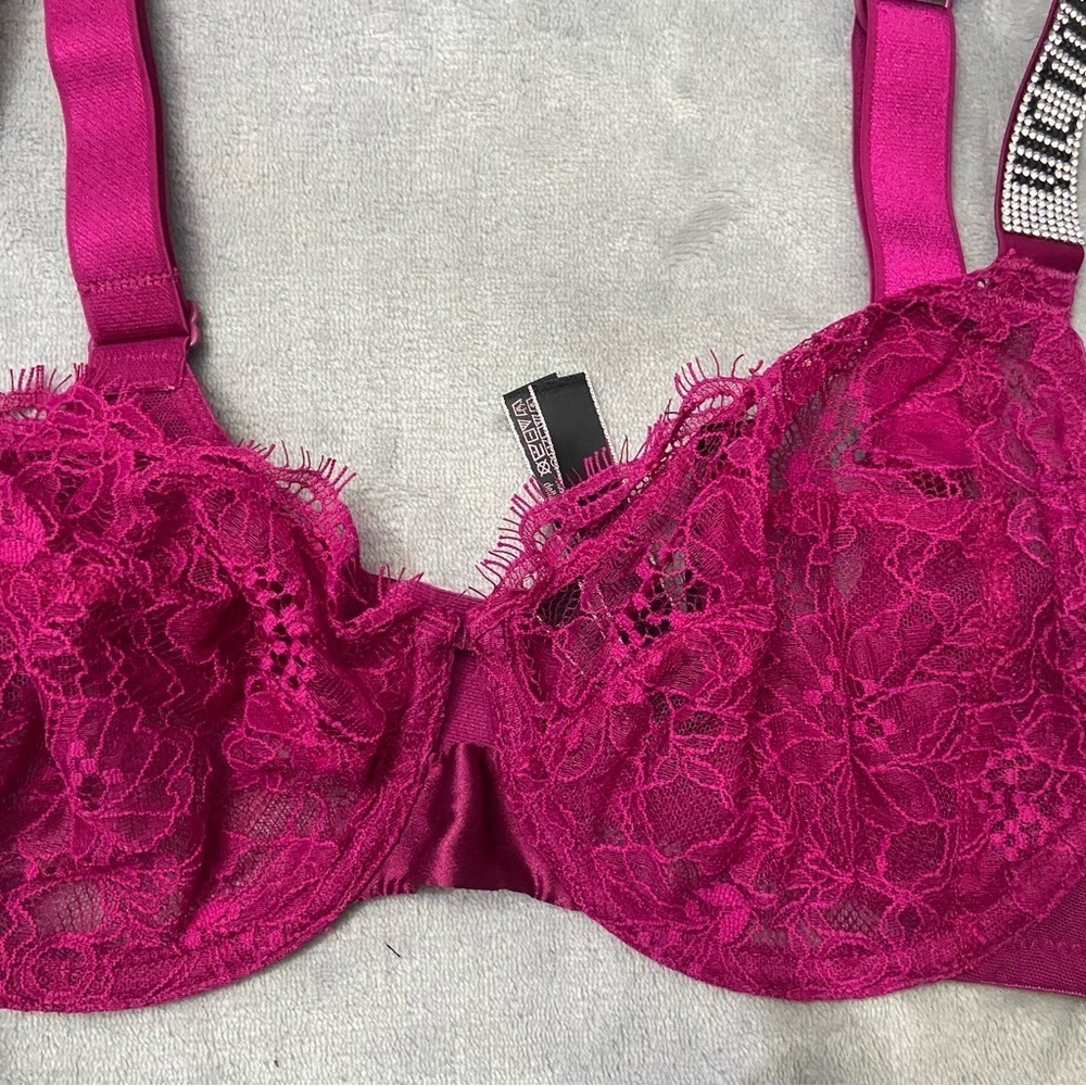 New! Victoria's Secret Very Sexy Unlined Shine Strap Lace Demi Bra 10320 - Picture 4 of 8